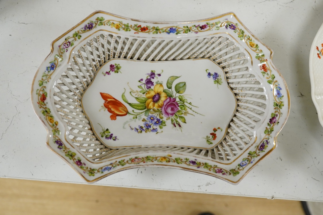 A Copenhagen putti tureen and cover-21cm high, a Herend basket, two Vienna type dishes and similar basket